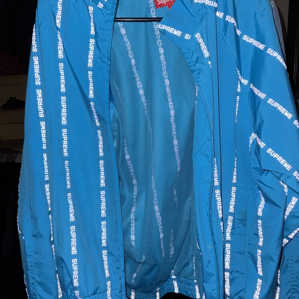 Supreme Logo-Striped Blue Jacket